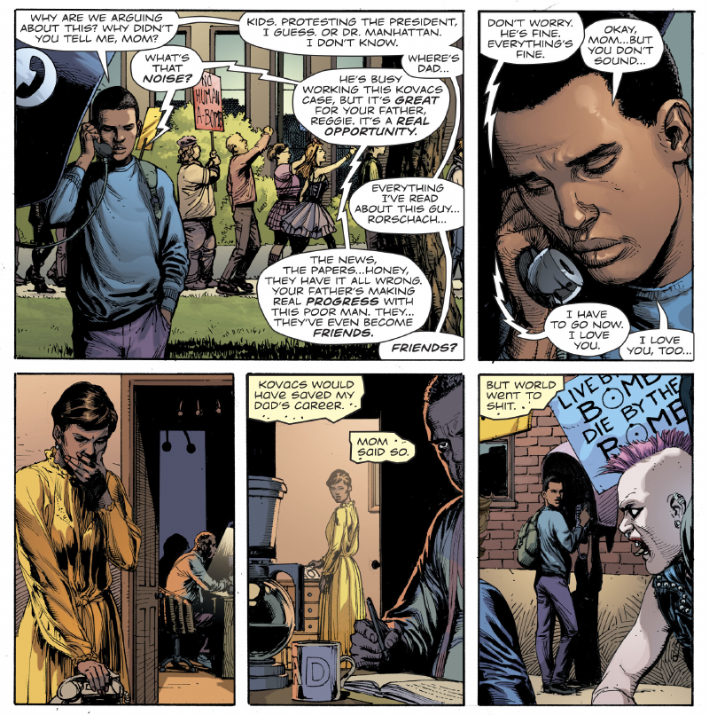 A younger Reggie Long and his frazzled parents in Doomsday Clock #4.